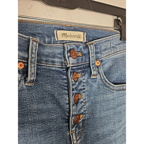 Madewell Jeans Womens 26 Blue Button Fly Skinny Crop Medium Wash 9" Mid rise - Picture 2 of 6